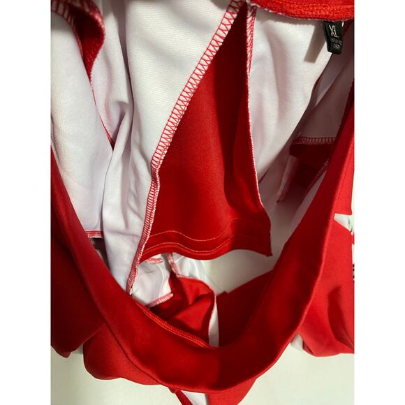 Women’s Red and White Satan Devil Mini Skirt 28” Waist Graphic - Picture 5 of 9